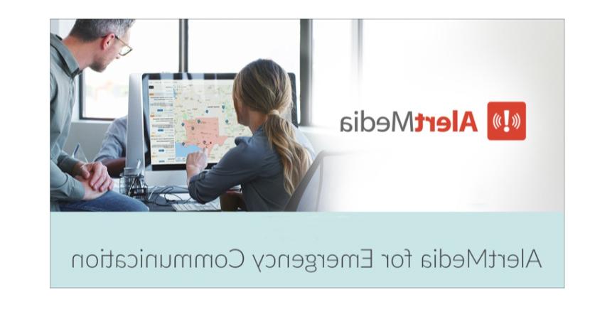 A staff member uses Alert Media on a computer to view a map of an emergency event.